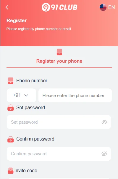 91 club registration page